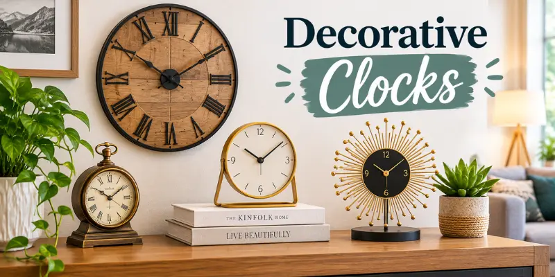 Decorative wall clock adding style and character to a home interior