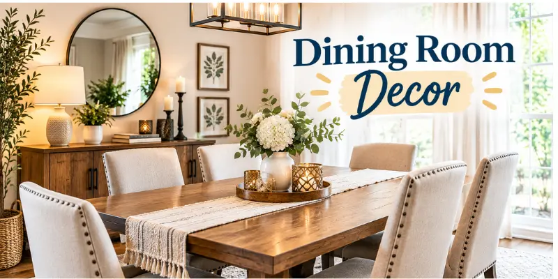 Stylish dining room decor with an elegant table and decorative accents